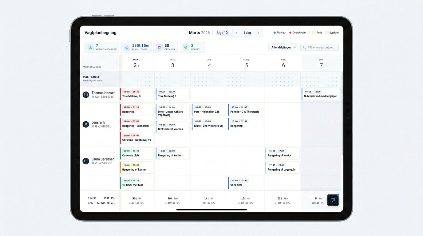 Realtids lønberegning i vagtplanen