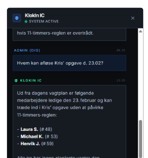 KlokIn Intelligence support