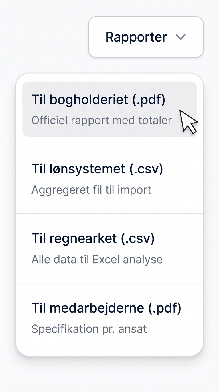 Eksporter løndata til PDF og CSV